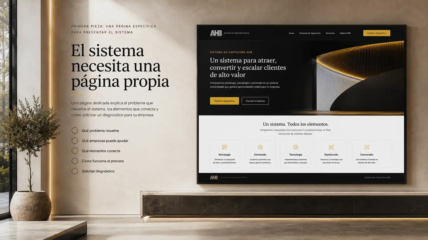El sistema necesita una página propia