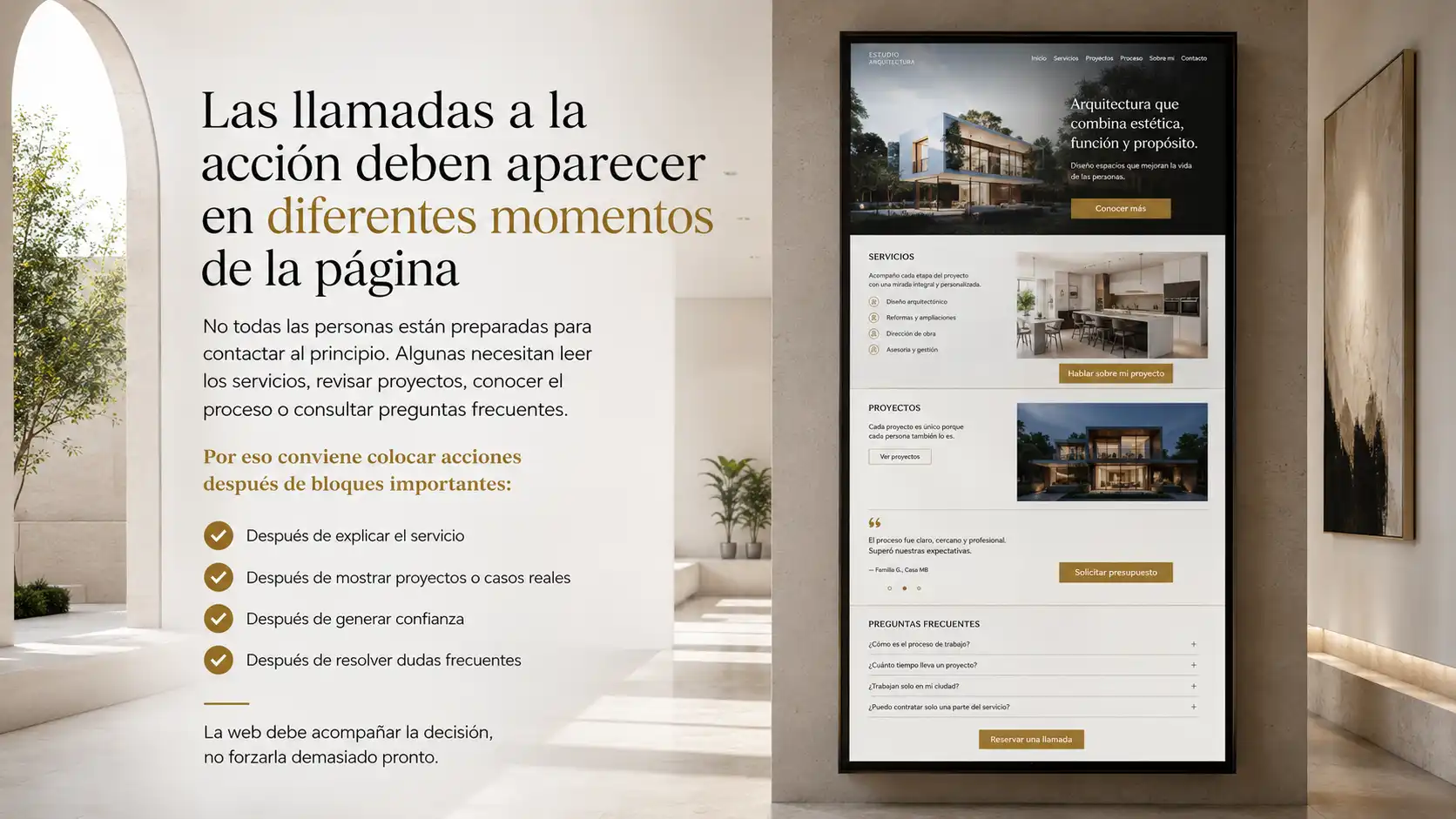 Las llamadas a la acción deben aparecer en diferentes momentos de la página
