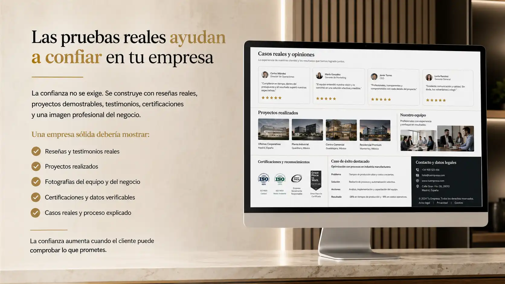 Las pruebas reales ayudan a confiar en tu empresa