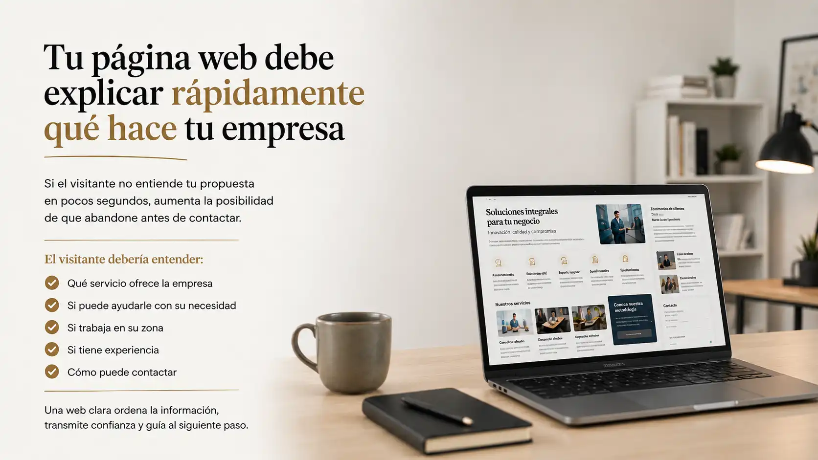Tu página web debe explicar rápidamente qué hace tu empresa